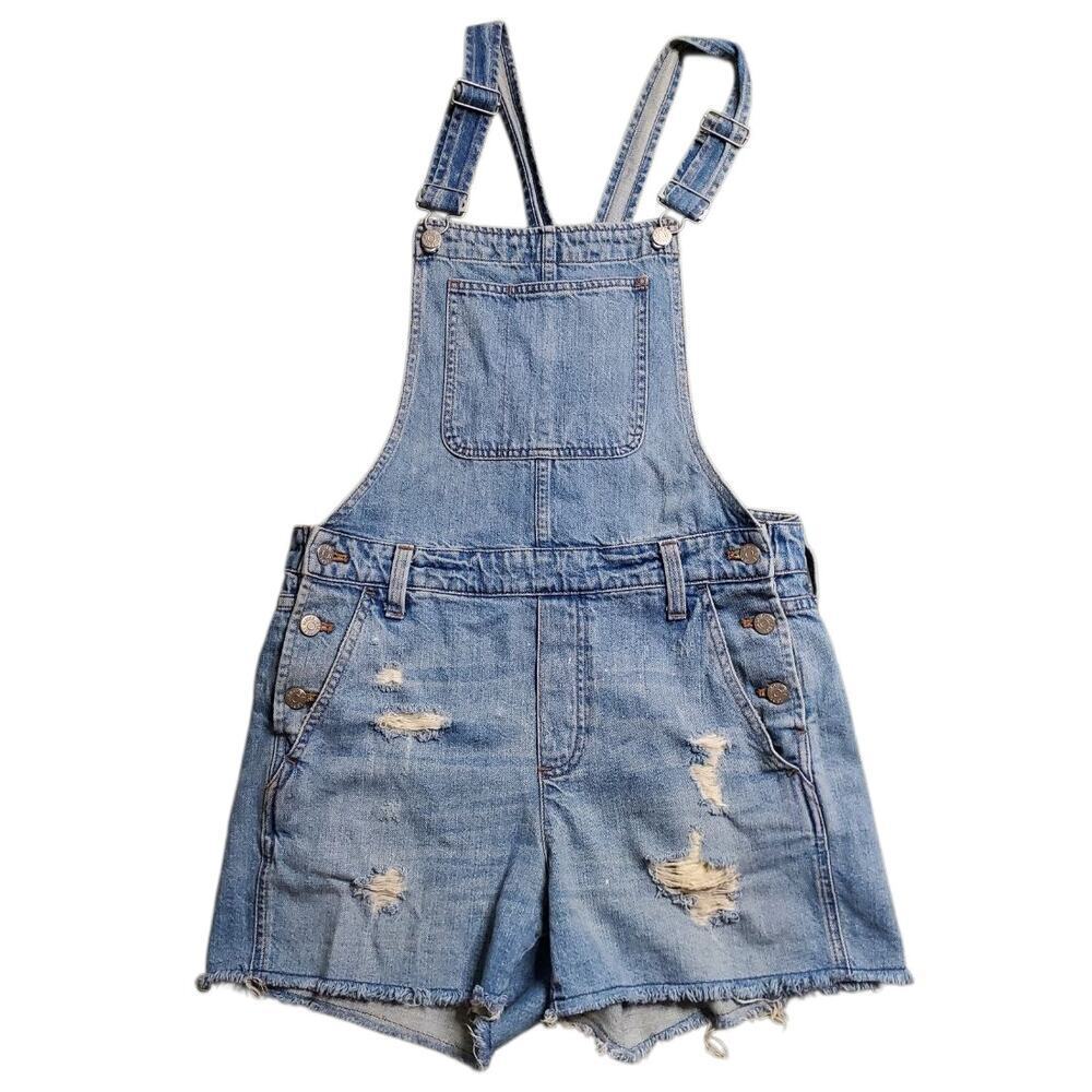 Madewell Denim Distressed Short‎ Overalls Size: M